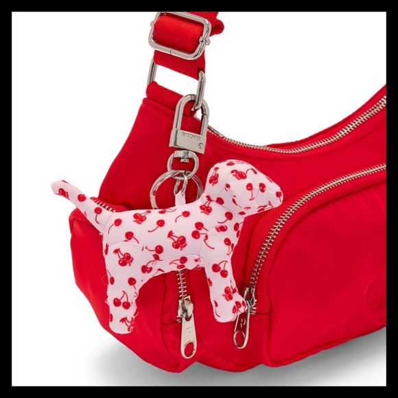 💕ⓅⒾⓃⓀ ⓋⓈ Micro Dog Pink Tulip Mini Cherries Print Keychain Charm NWT💕 - Picture 2 of 4